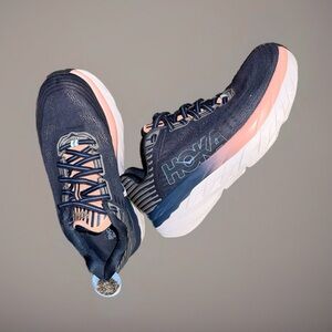 HOKA Navy and Pink Running Shoes